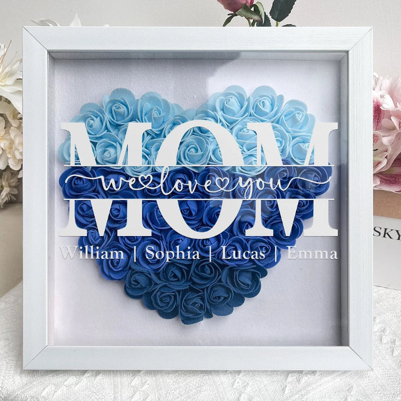 Personalized Flower Heart Shadowbox for Mom