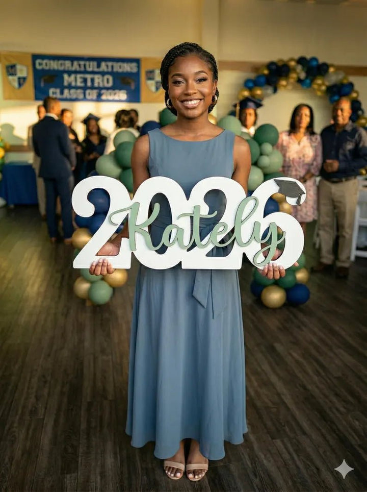 "Cap & Diploma" Personalized Graduation Nameplates – Celebrate the Class of 2026 - Canvasgiftco