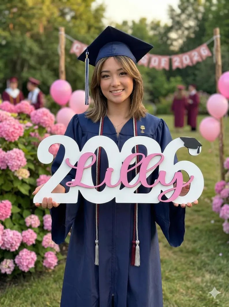 "Cap & Diploma" Personalized Graduation Nameplates – Celebrate the Class of 2026 - Canvasgiftco