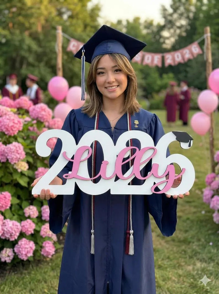 "Cap & Diploma" Personalized Graduation Nameplates – Celebrate the Class of 2026 - Canvasgiftco
