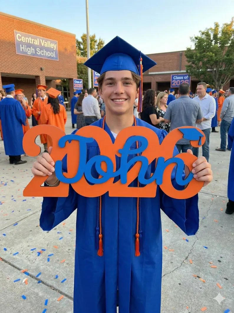 "Cap & Diploma" Personalized Graduation Nameplates – Celebrate the Class of 2026 - Canvasgiftco