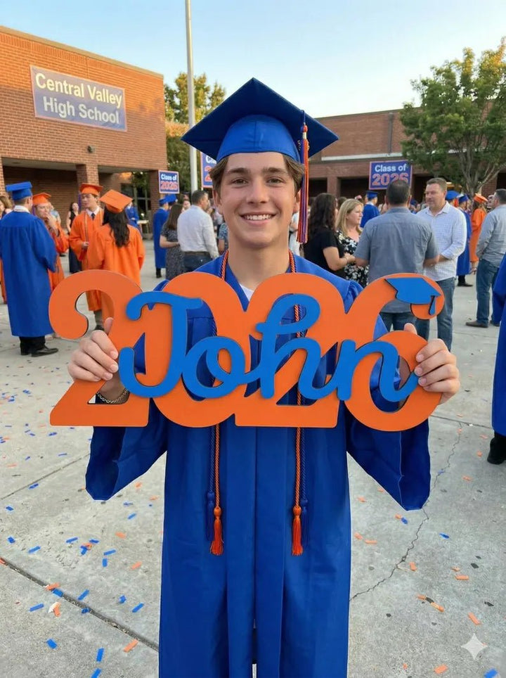 "Cap & Diploma" Personalized Graduation Nameplates – Celebrate the Class of 2026 - Canvasgiftco
