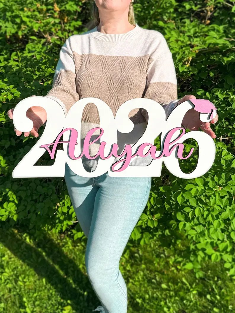 "Cap & Diploma" Personalized Graduation Nameplates – Celebrate the Class of 2026 - Canvasgiftco