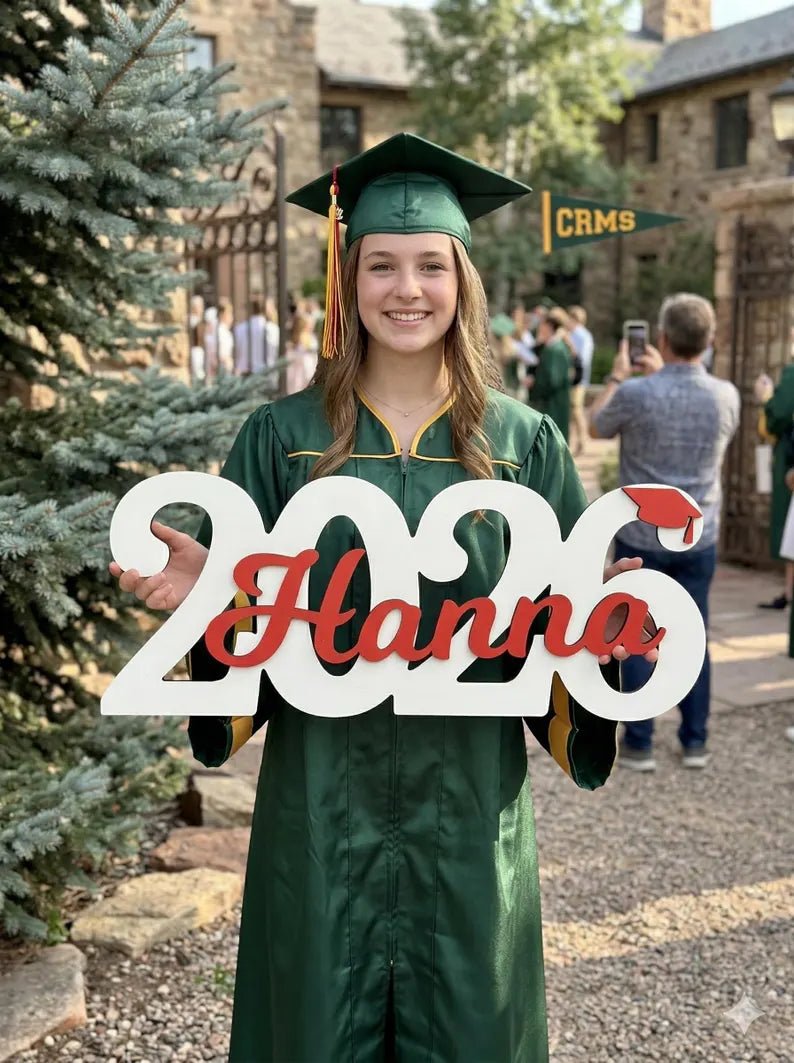 "Cap & Diploma" Personalized Graduation Nameplates – Celebrate the Class of 2026 - Canvasgiftco