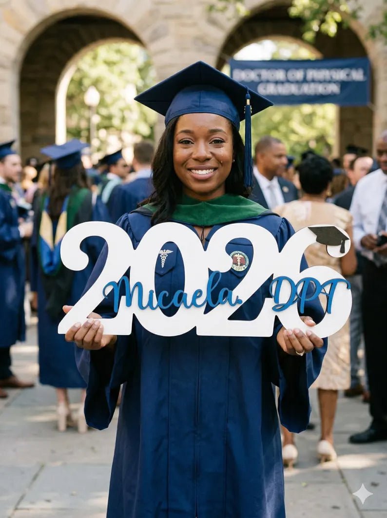 "Cap & Diploma" Personalized Graduation Nameplates – Celebrate the Class of 2026 - Canvasgiftco