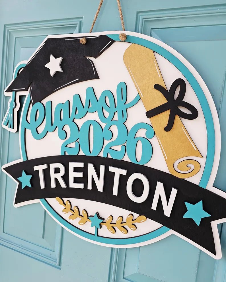 “Cap & Gown Legacy ” Personalized Graduation Hat Nameplate - Canvasgiftco