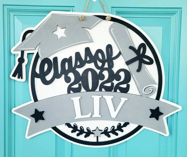 “Cap & Gown Legacy ” Personalized Graduation Hat Nameplate - Canvasgiftco