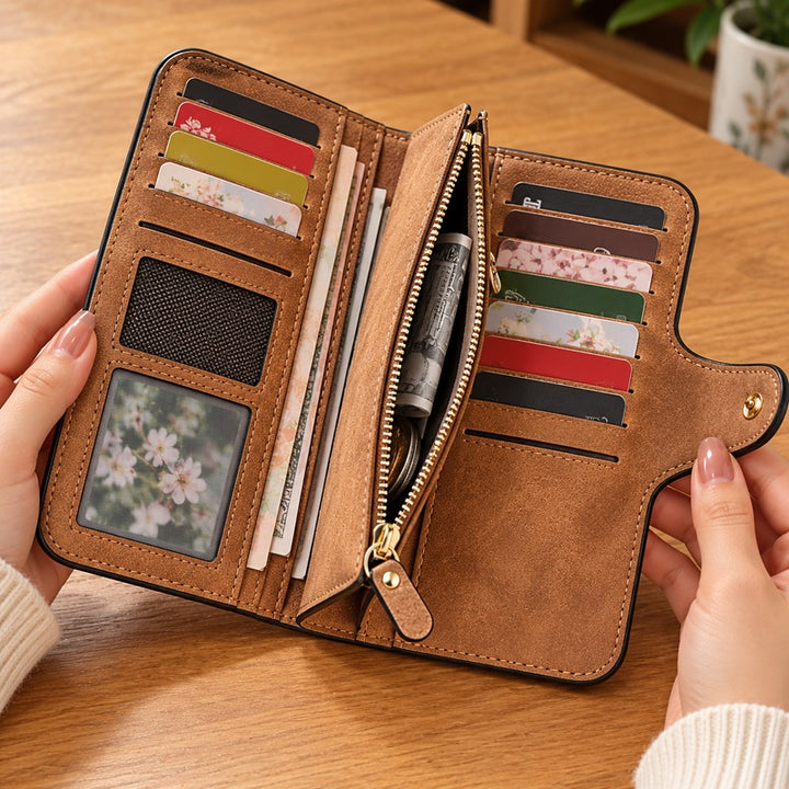 Brown personalized garden wallet - Open Interior