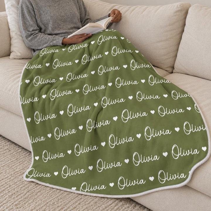 Olive Olivia blanket used while reading