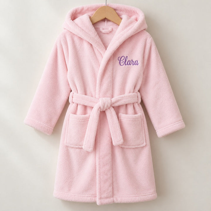 Personalized kids hooded flannel bathrobe — product image 1