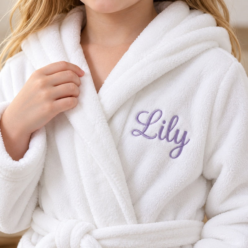 Personalized kids hooded flannel bathrobe — product image 3