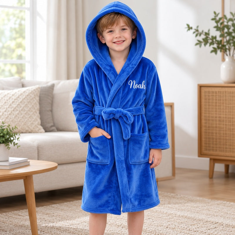 Personalized kids hooded flannel bathrobe — product image 6