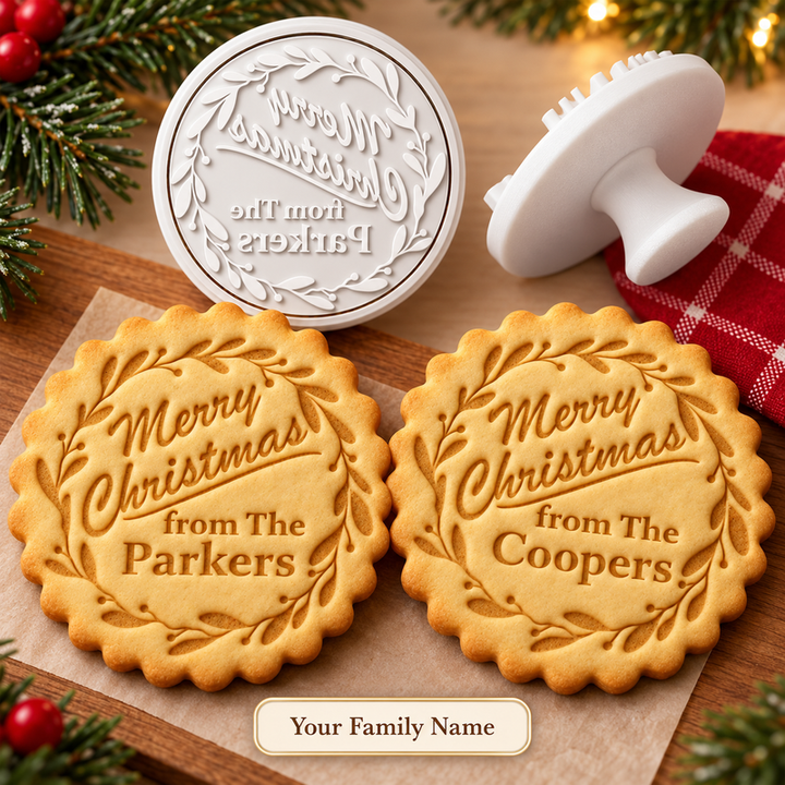 Parkers and Coopers examples of custom family names on Christmas cookies
