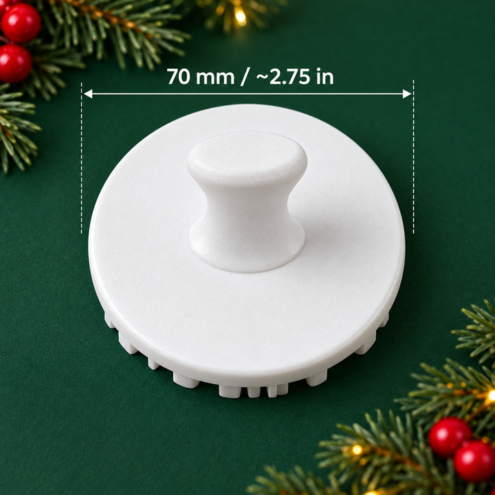 White cookie stamp diameter 70 mm, approximately 2.75 inches