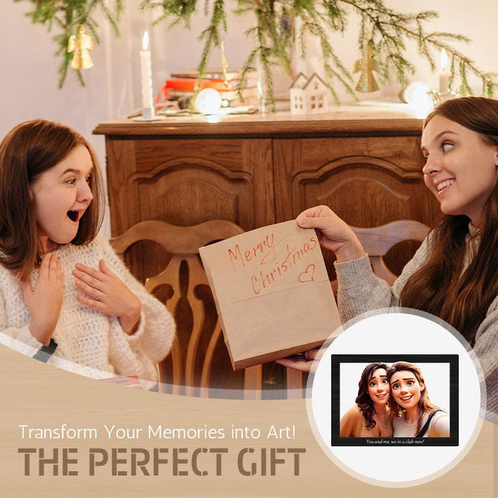 Custom 3D Cartoon Style Wooden Photo Frame – Transform Your Memories into Art! - Canvasgiftco