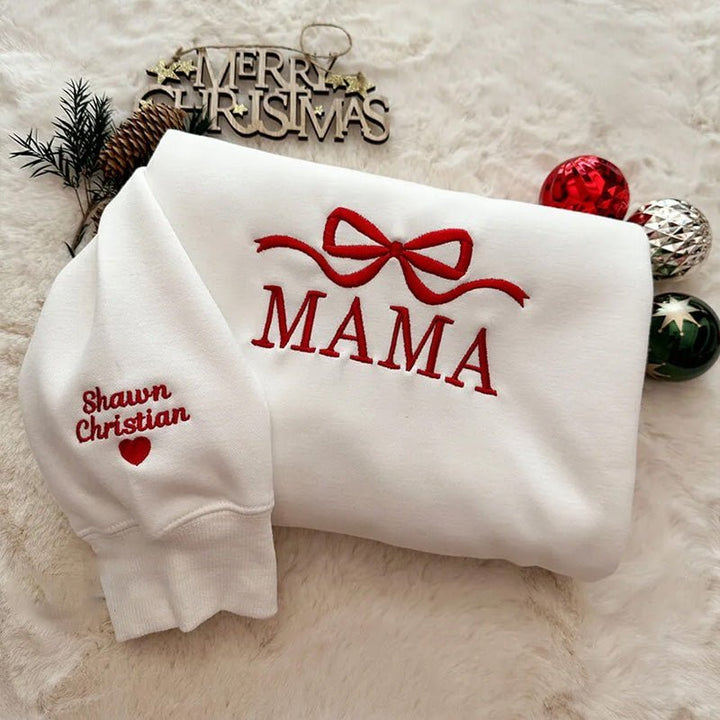 Custom Bow Mama/Grandma Embroidered Sweatshirt - Canvasgiftco