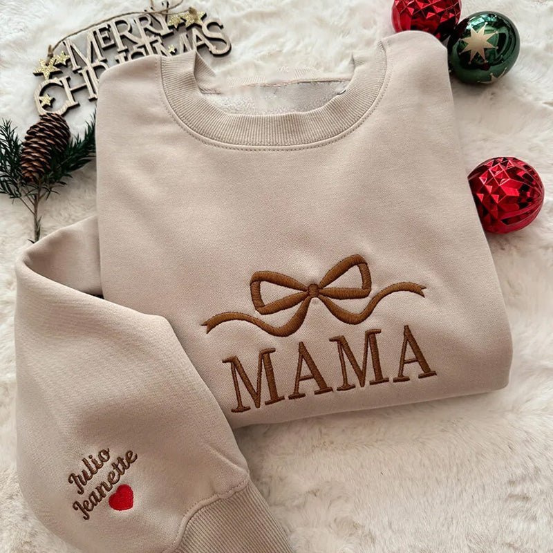 Custom Bow Mama/Grandma Embroidered Sweatshirt - Canvasgiftco