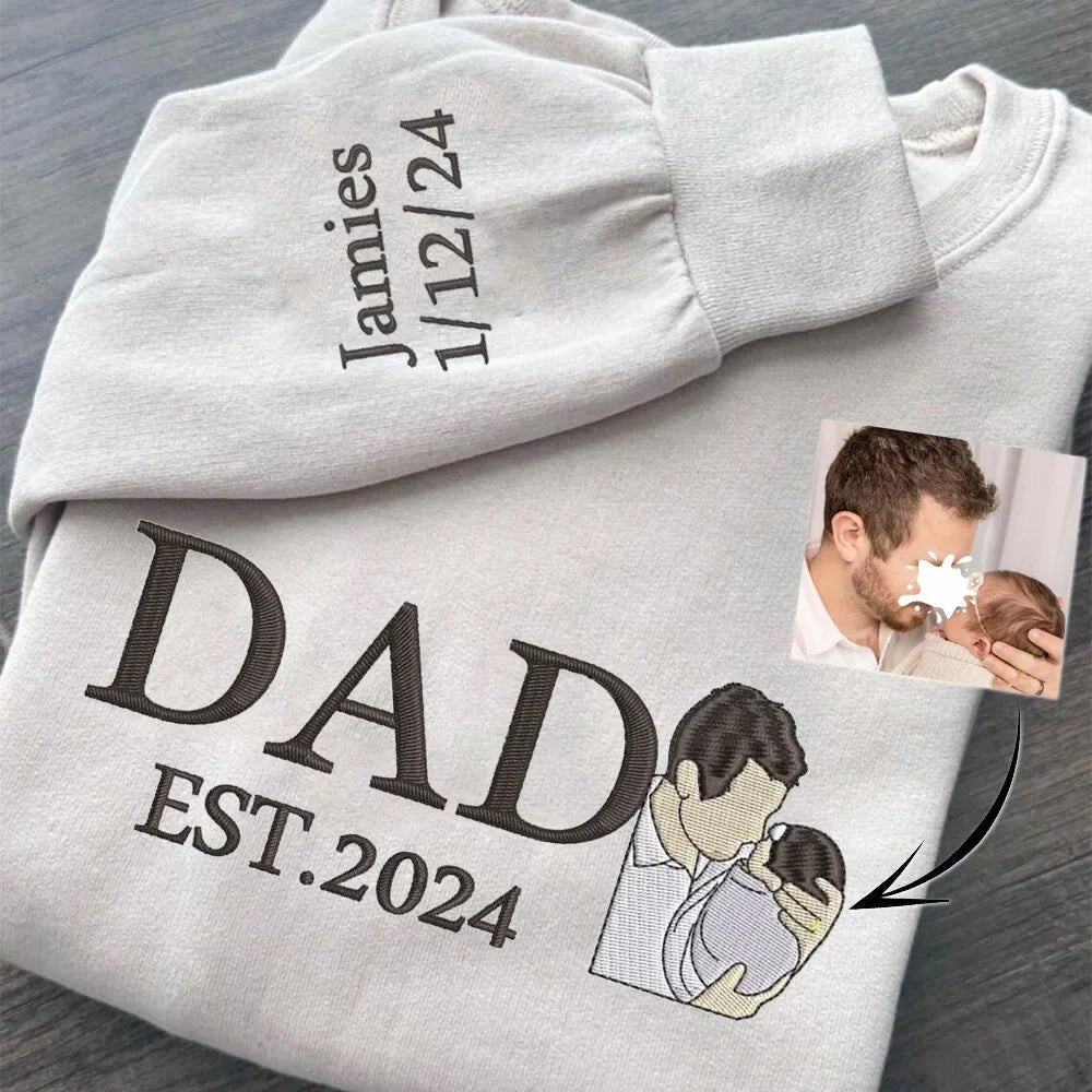 Custom Dad Sweatshirt Hoodie With Photo Embroidered Unique Father's Day Gift Ideas - Canvasgiftco