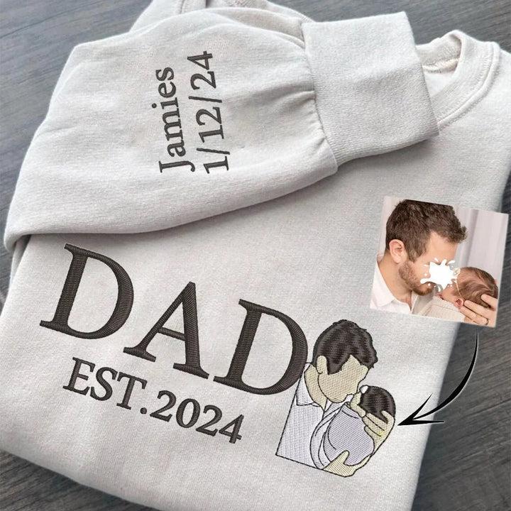Custom Dad Sweatshirt Hoodie With Photo Embroidered Unique Father's Day Gift Ideas - Canvasgiftco