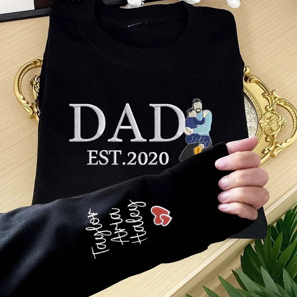 Custom Dad Sweatshirt Hoodie With Photo Embroidered Unique Father's Day Gift Ideas - Canvasgiftco