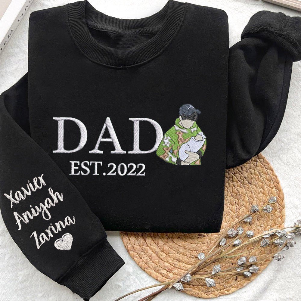 Custom Dad Sweatshirt Hoodie With Photo Embroidered Unique Father's Day Gift Ideas - Canvasgiftco
