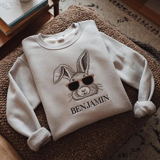 Custom Embroidered Easter Family Bunny Sweatshirt - Canvasgiftco