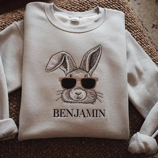 Custom Embroidered Easter Family Bunny Sweatshirt - Canvasgiftco