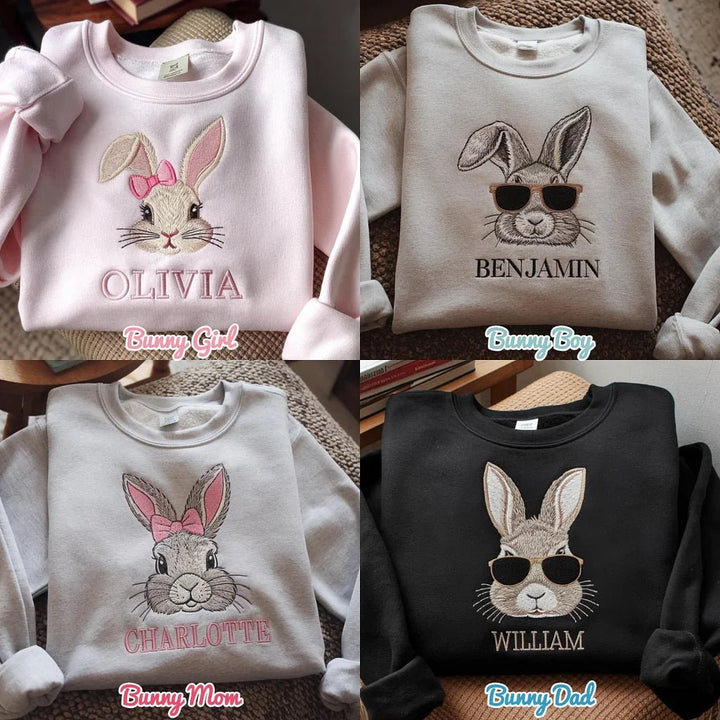 Custom Embroidered Easter Family Bunny Sweatshirt - Canvasgiftco