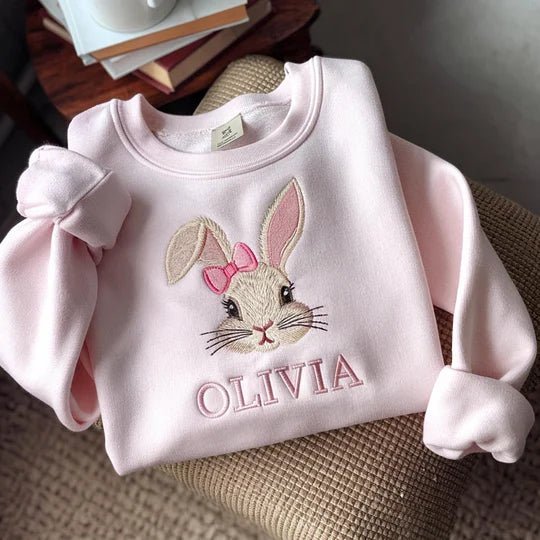 Custom Embroidered Easter Family Bunny Sweatshirt - Canvasgiftco