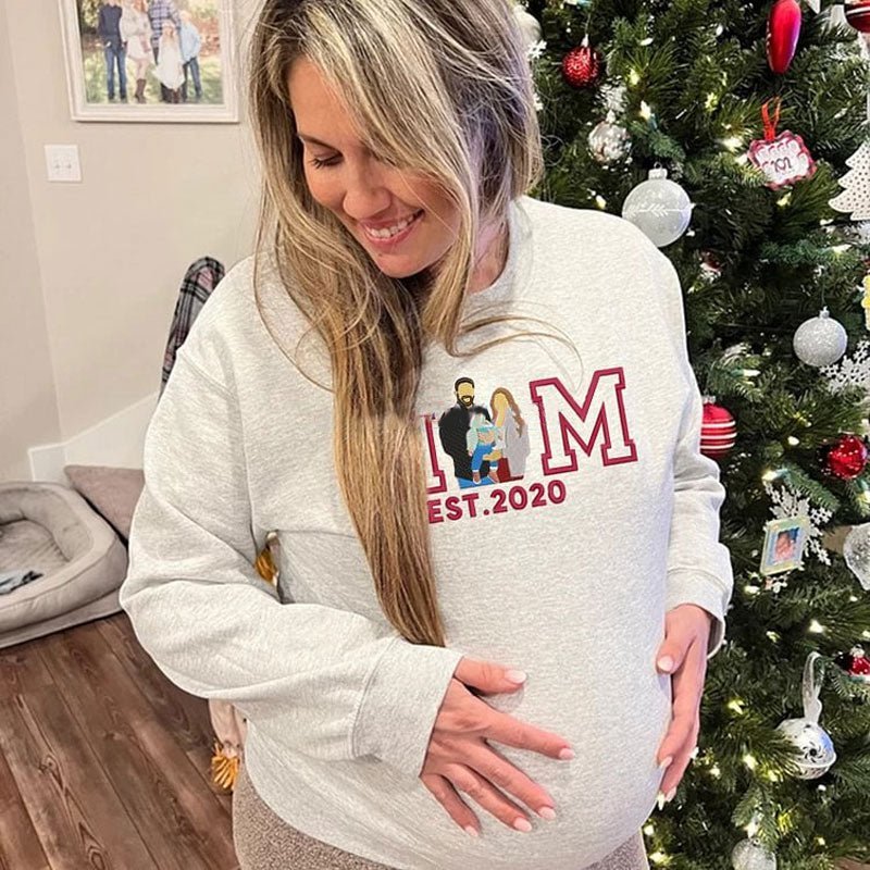 Custom Embroidered Portrait Sweatshirt Best Gift For Mom - Canvasgiftco