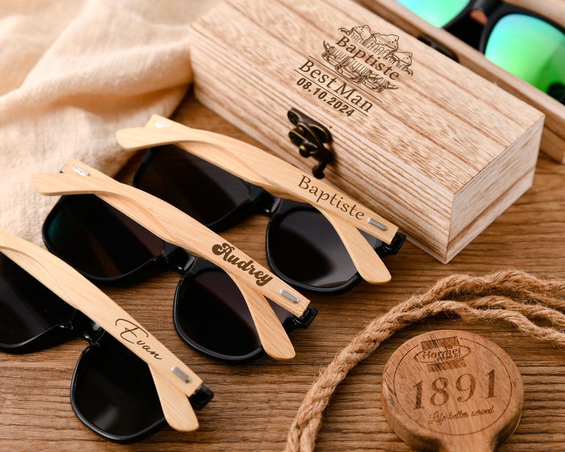 Custom Engraved Wooden Sunglasses - Canvasgiftco