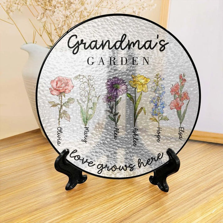 Custom Family Birth Flowers Glass Suncatcher - Canvasgiftco