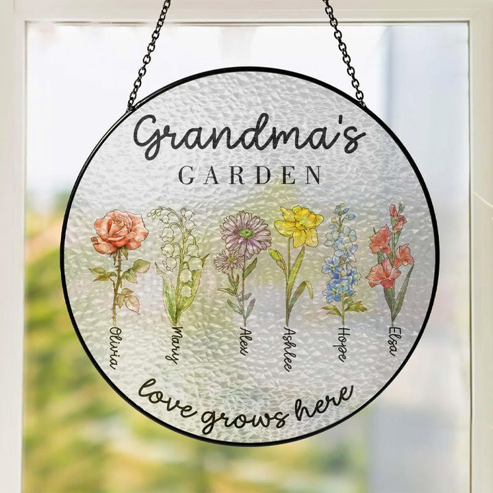 Custom Family Birth Flowers Glass Suncatcher - Canvasgiftco