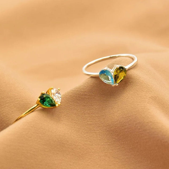 Custom Heart Birthstone Ring - Canvasgiftco