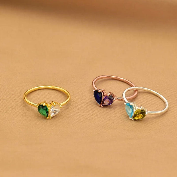Custom Heart Birthstone Ring - Canvasgiftco