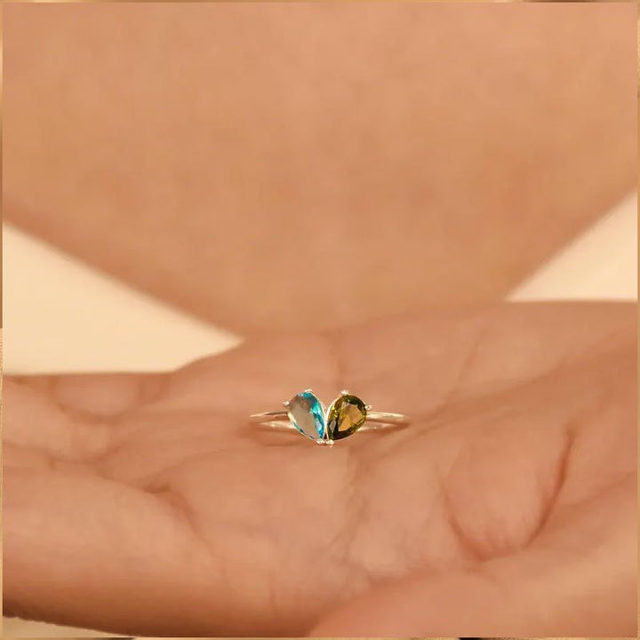 Custom Heart Birthstone Ring - Canvasgiftco