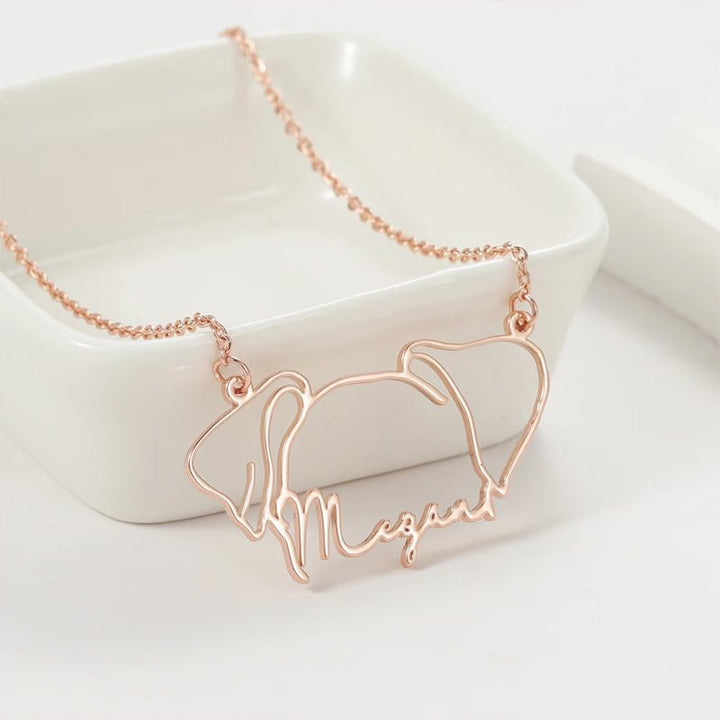 Custom Hollow Cat and Dog Ears Clavicle Necklace Pendant - Canvasgiftco