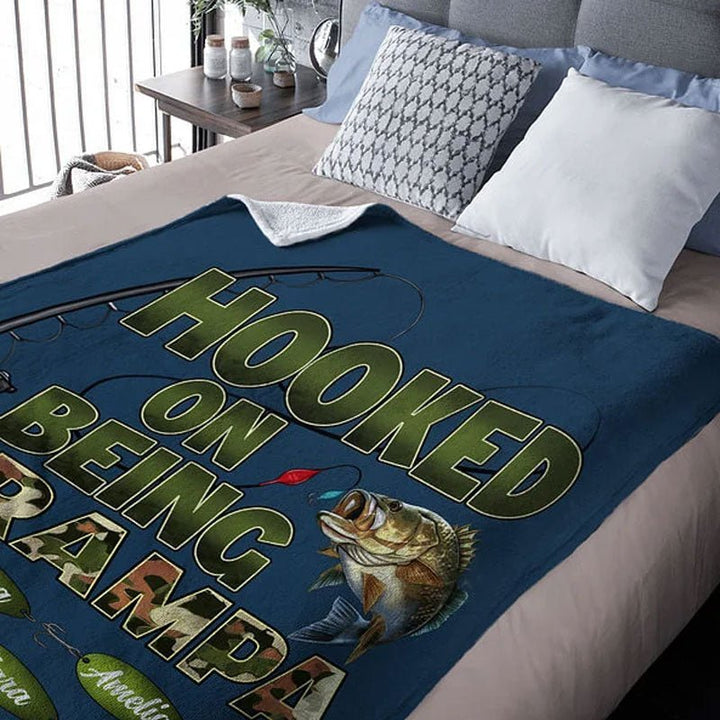 Custom Hooked On Being Papa Fishing Soft Throw Blanket - Canvasgiftco
