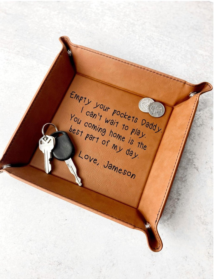 Custom Leather Catchall Personalized Valet Tray for Men - Canvasgiftco