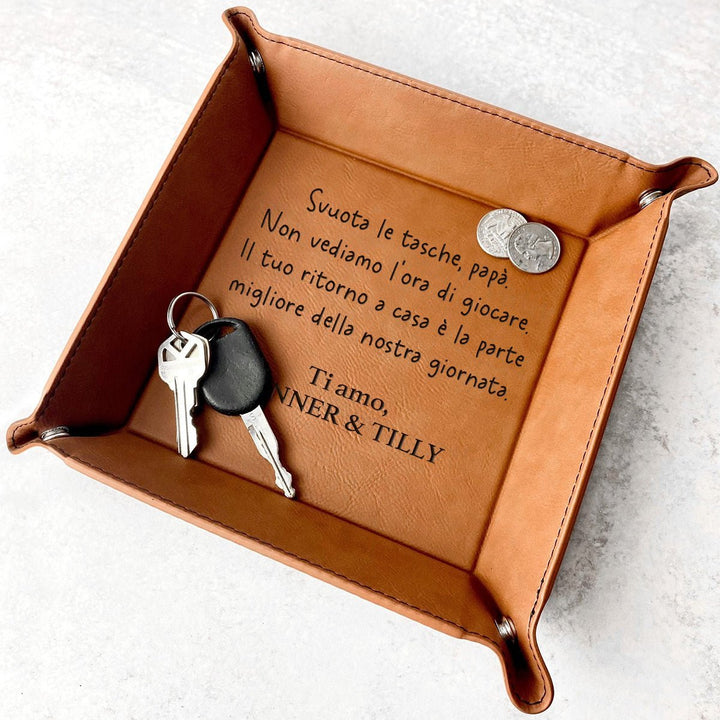 Custom Leather Catchall Personalized Valet Tray for Men - Canvasgiftco