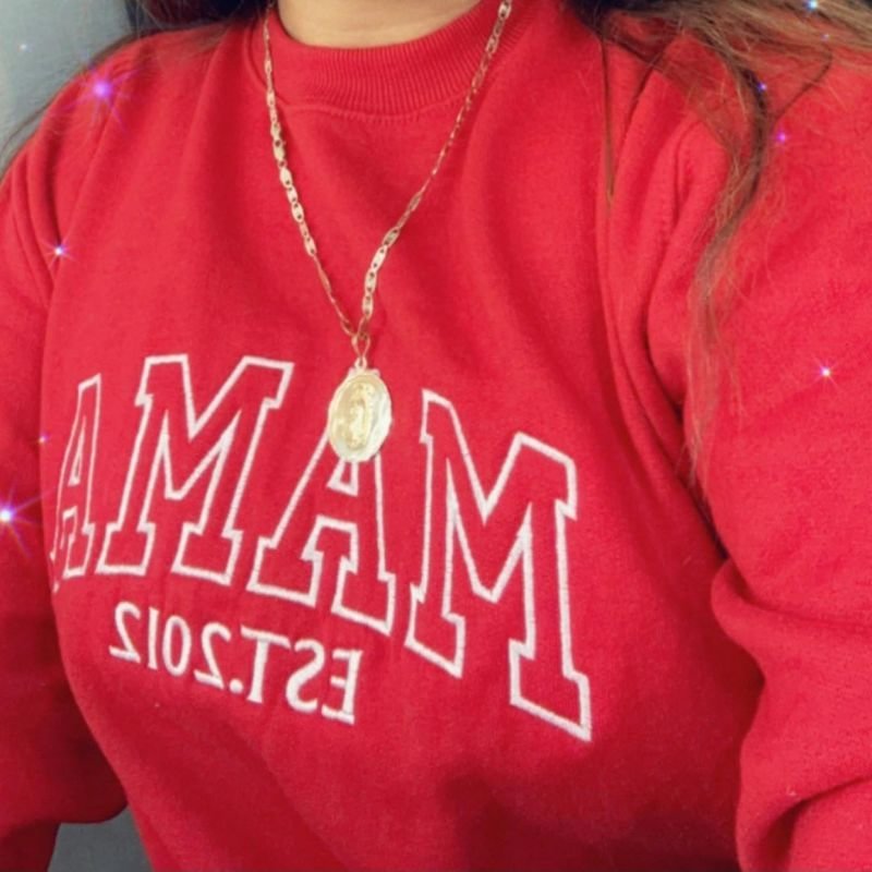 Custom Mama Embroidered Sweatshirt With Kids Names Sleeve - Canvasgiftco