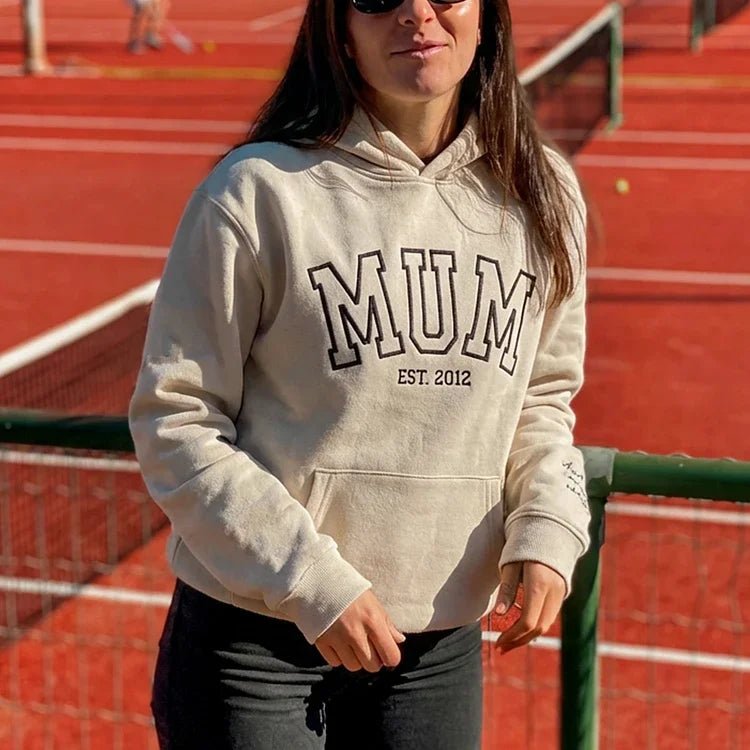 Custom Mama Embroidered Sweatshirt With Kids Names Sleeve - Canvasgiftco