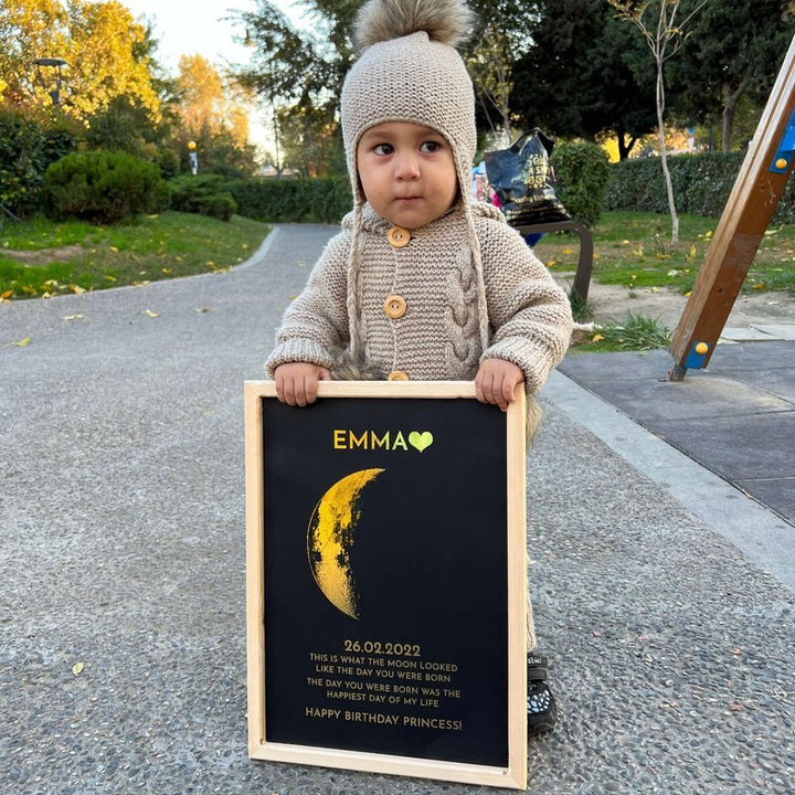 Custom Moon Phase and Names Wooden Frame - Canvasgiftco