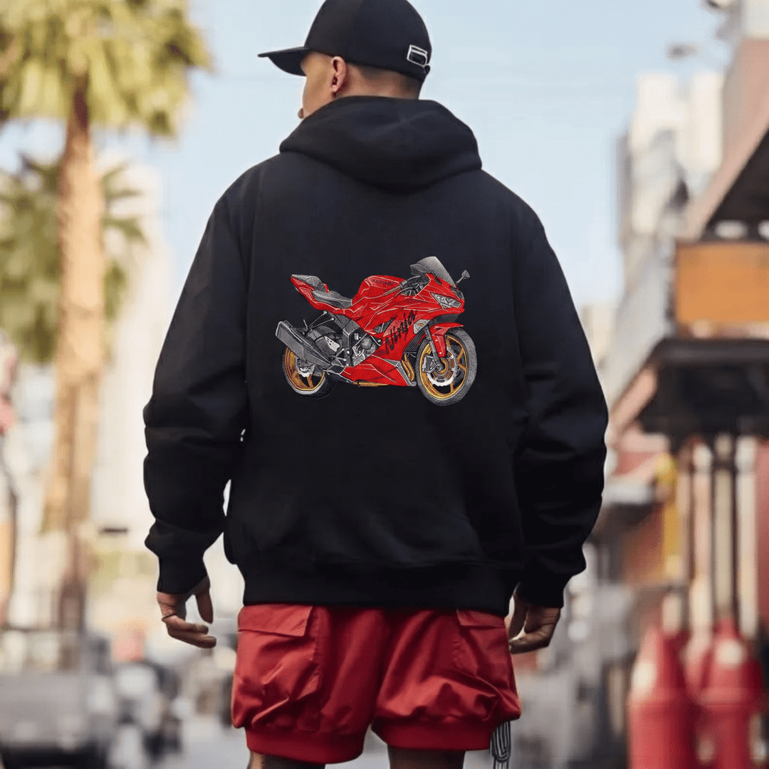 Custom Motorcycle Embroidered Hoodie – Front or Back Design Biker Hoodie 🏍️🧵 - Canvasgiftco