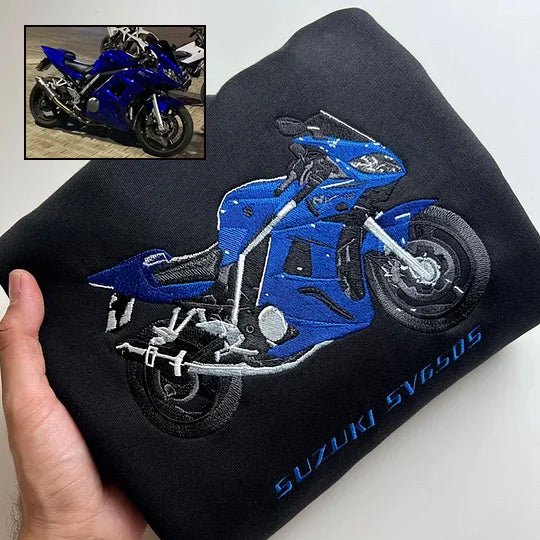 Custom Motorcycle Embroidered Hoodie – Front or Back Design Biker Hoodie 🏍️🧵 - Canvasgiftco