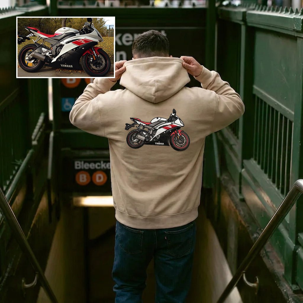 Custom Motorcycle Embroidered Hoodie – Front or Back Design Biker Hoodie 🏍️🧵 - Canvasgiftco