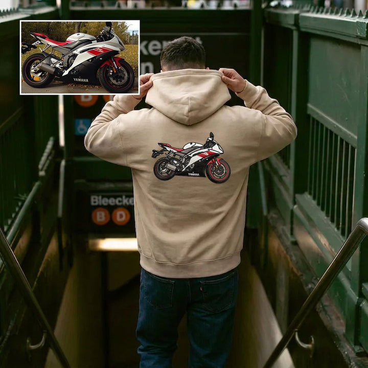 Custom Motorcycle Embroidered Hoodie – Front or Back Design Biker Hoodie 🏍️🧵 - Canvasgiftco