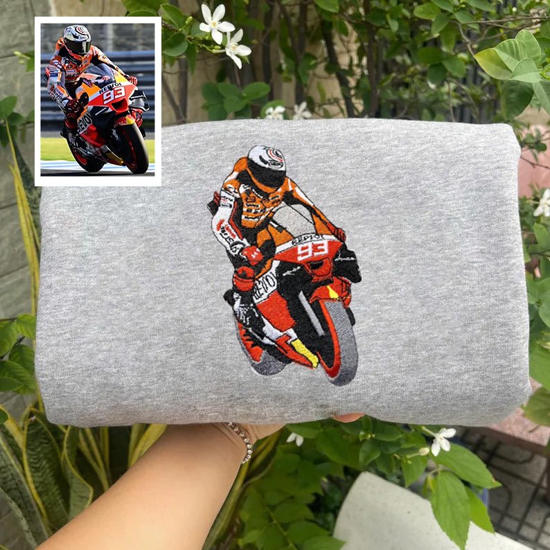 Custom Motorcycle Embroidered Hoodie – Front or Back Design Biker Hoodie 🏍️🧵 - Canvasgiftco