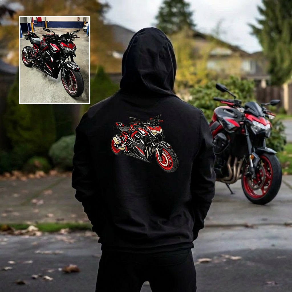 Custom Motorcycle Embroidered Hoodie – Front or Back Design Biker Hoodie 🏍️🧵 - Canvasgiftco