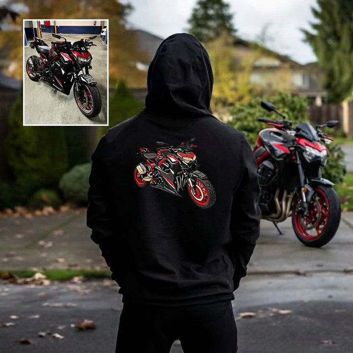 Custom Motorcycle Embroidered Hoodie – Front or Back Design Biker Hoodie 🏍️🧵 - Canvasgiftco